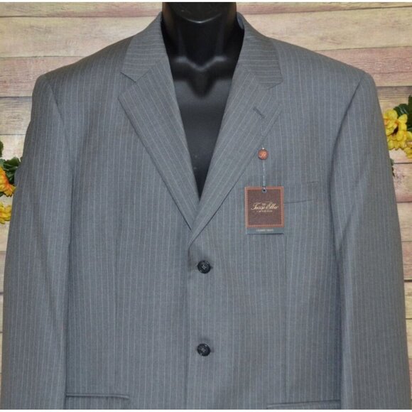 NWT Tasso Elba Blazer Mens 42L Gray Pinstripe Super 110s Wool Suit Jacket Career - Picture 2 of 13